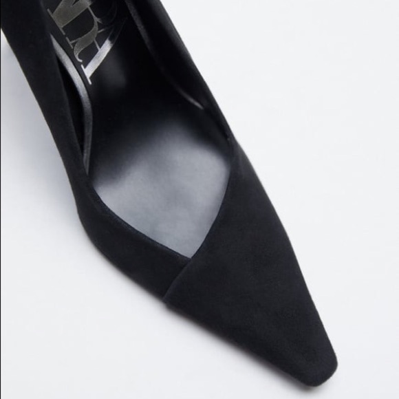 NWT. Zara Black Suede Leather High-Heel Shoes. Size 9. - Picture 6 of 7